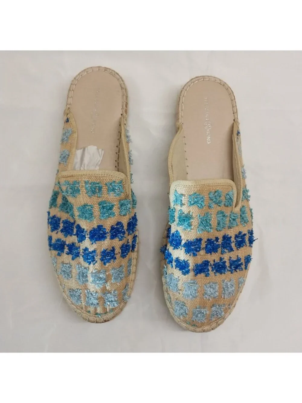 Treasure & Bond Woven Espadrille Mules Sz 10M Beige Slip-On Flats